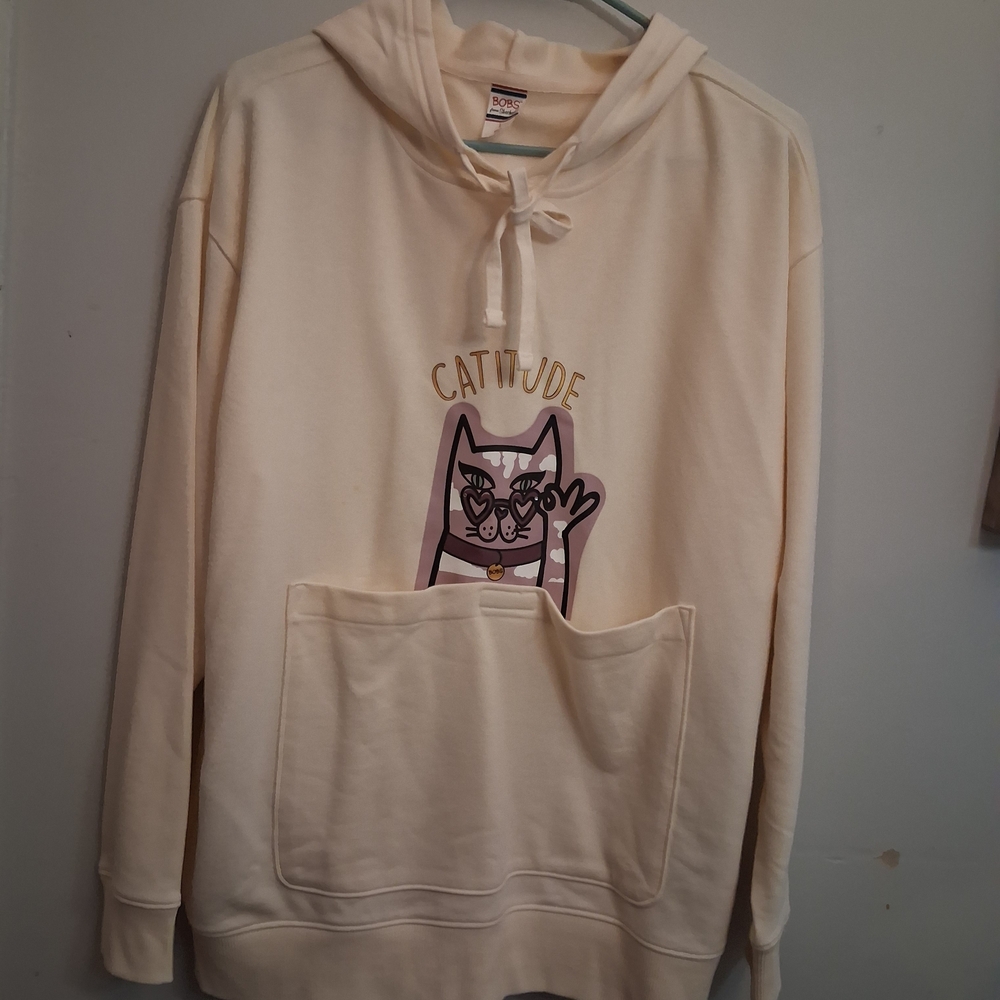 Catitude Cream Hoodie for Cat Lovers